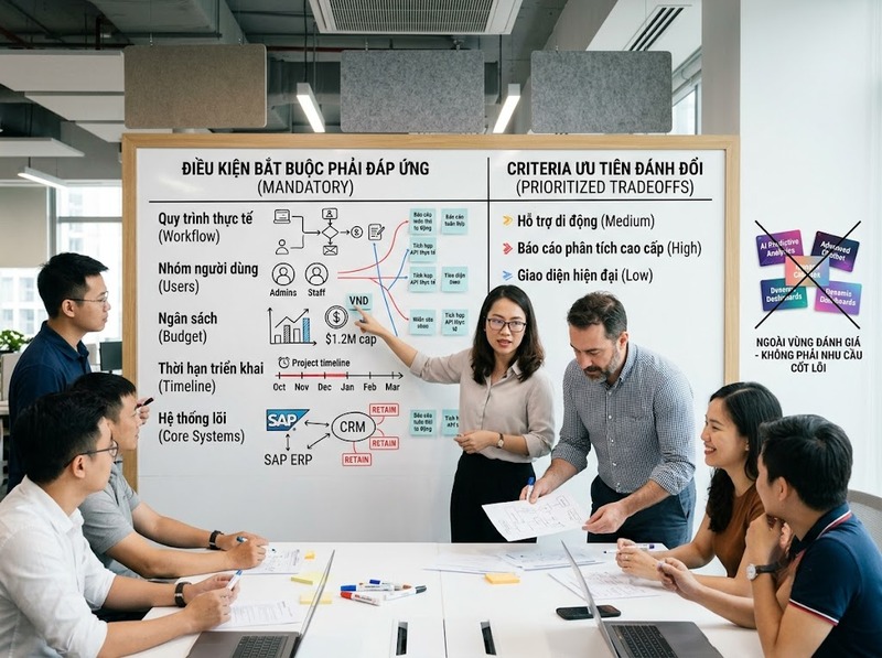 Tiêu chí lựa chọn công nghệ cần phản ánh phù hợp, chi phí, tích hợp và khả năng mở rộng